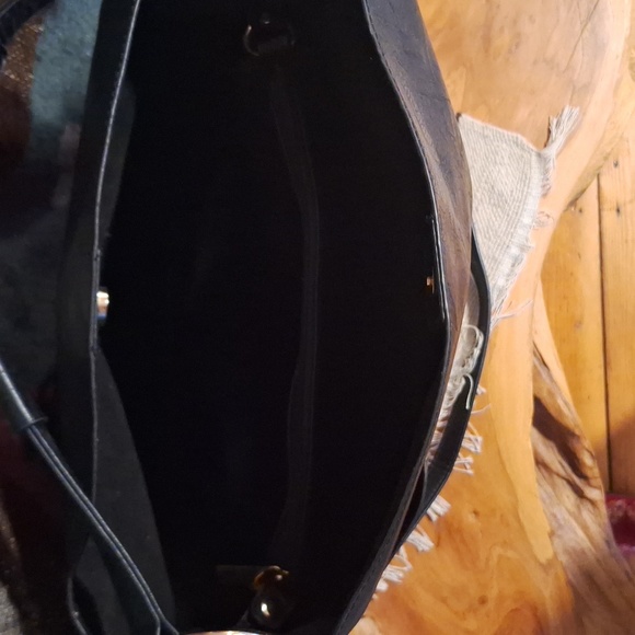 Large Black Vegan Anthropologie Bucket Convertible Tote Bag and Classic Purse - Picture 2 of 7